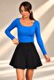 Women's Square Neck Long Sleeve Blouse - 3