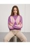 Women's Diamond Patterned Crew Neck Long Sleeve Knit Sweater - 3
