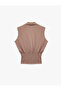 Modal Fabric Gathered Double Breasted Collar Sleeveless Blouse - 2