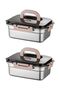 2 Pieces 1000 ml Stainless Steel Food Fruit Meat Refrigerator Nutrition Storage Container Mt320-2