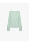 Slim Fit Cotton Boat Neck Long Sleeve Basic Blouse - 2