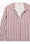 Classic Collar Buttoned Long Sleeve Striped Satin Shirt - 3