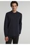 Regular Fit Polo Neck Jacquard Men's Navy Blue Sweater