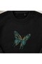 Elegant Detailed Butterfly Embroidered Crew Neck Sweatshirt Unisex