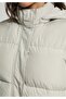 Regular Fit Hooded Zippered Lined Water Resistant Women's Ecru Coat - 4