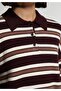 Regular Fit Polo Collar Striped Women's Multicolor Sweater - 4