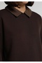 Regular Fit Shirt Neck Checkered Women's Brown Sweatshirt - 4