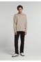 Regular Fit Polo Neck Jacquard Men's Beige Sweater - 3