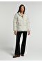 Regular Fit Hooded Zippered Lined Water Resistant Women's Ecru Coat - 3