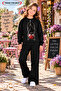 Winter, Spring, and Autumn Girls' Black Spanish Flared Bottoms and Black Sweat Top