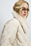 Monica Women's Removable Fur Goose down Inflatable Coat Ecru - 7