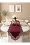 Burgundy Suede Fabric Runner 40X140 cm Table Length - Modern Design - 2