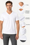Men's Cotton Modal V-Neck Short Sleeve Undershirt Single White - 5