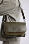 Suede Detailed Women's Shoulder Bag with Front Pocket H7221Axns
