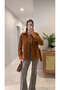Tesra Taba Embroidered Detailed Belted Suede Jacket - 4
