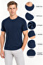 Men's Cotton Modal Crew Neck Short Sleeve Undershirt Undershirt 2-Pack Navy Blue - 6