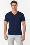 Men's Cotton Modal V-Neck Short Sleeve Undershirt Single Navy Blue - 2