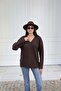 V-Neck Oversize Knitwear Sweater — Brown - 3