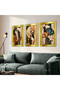Colorful Feather Leaf and Elegant Flower in Vase 3-Piece Plexi Mirrored Table - 2