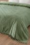 Single Fringed Towel Bedspread - 100% Cotton & Soft & Fringed Pique - 150X220 Cm-Green - 2