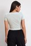 Women's White Round Neck Half Sleeve Crop Top Blouse - 3