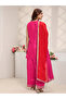 Pink Woven Design Silk Blend Straight Kurta, Salwar And Dupatta Set - 3