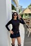 Asymmetrical Cut Blouse with Shoulder Ties — Black - 5
