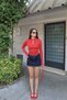 Hakim Collar Button Detailed Blouse — Red - 6