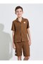 Teen Boys Brown Waffle Knit Shirt and Shorts Set - 2
