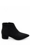 Poca Women's Suede Black Pointed Toe Low Block Heeled Side Zipper Short Boots - 3