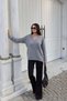V-Neck Oversize Knitwear Sweater — Gray - 2