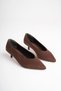 Women's Bitter Brown Suede 4 cm Thin Heeled Stiletto Tr05Ms02K - 5