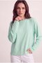Women's çağla green t-shirt wide sleeve crew neck long sleeve t-shirt - 3