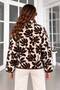 Floral Zippered Plush Fleece Jacket - 3