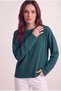 Women's green t-shirt wide sleeve crew neck long sleeve t-shirt