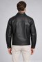 Men's Black Oversize Collared Faux Leather Jacket with Zipper Pockets - 5