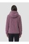 Women's Zipper Detailed Plush Fleece Hooded Coat / Sweatshirt - 3