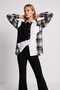 Asymmetrical Stone Embellished Premium Shirt Lby0099 Black White - 2
