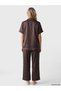 Two Mt Shop Quality Lcw Dream Brown Satin Polka Dot Short Sleeve Women's Pajama Set - 4
