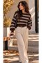 Women's Boat Neck Striped Knit Sweater - 2