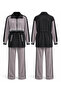Top Half Jacket Look Double Zipper Detail Trouser Suit 101068 Black-Grey - 2