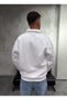 Collared Half-Zipper White Sweatshirt with Embroidery - 4