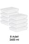 8-Piece 2600ml Refrigerator Organizer - Leak-Proof Lid, Suitable for Refrigeration Storage Container, White - 2