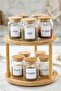 10-Piece Wooden Flat Vacuum Glass Spice Jar Set with Lids, Spoon, Rotating Stand and Label Storage Jar - 2
