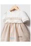 Baby Girl Hairband Dress Bolero Set Beige - 2