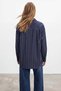 Women's Navy Blue Striped Oversize Woven Shirt Alc-X15631 - 5