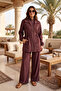 Beli Lace Detail Double Collar Look Pant Suit 101069 Claret Red - 4