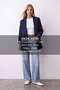 Women's Navy Blue Patterned Lined Blazer Jacket Alc-X15643 - 2
