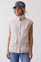 Women's Beige Oversize Trench Coat Vest Alc-X15621
