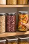 S-2087 Set of 4 Striped Glass Jars 1500 ml – Kitchen Pantry Storage Container with Metal Vacuum Lid for Food and Legumes - 3